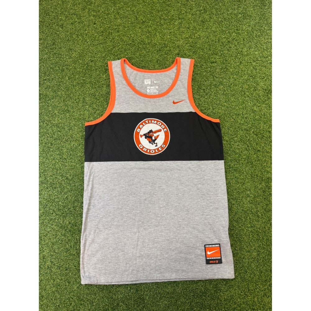 Nike Baltimore Orioles Tank Top Mens Small Gray Black Cooperstown Collection MLB